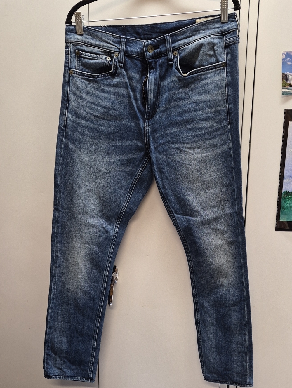 rag & bone Men's Skinny Washed Blue Jeans